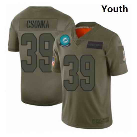 Youth Miami Dolphins 39 Larry Csonka Limited Camo 2019 Salute to Service Football Jersey